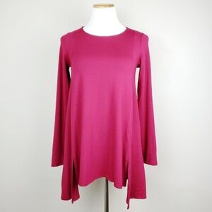 Eileen Fisher Women's Red Bateau Neck Tunic Long Sleeve Top - Size XXS